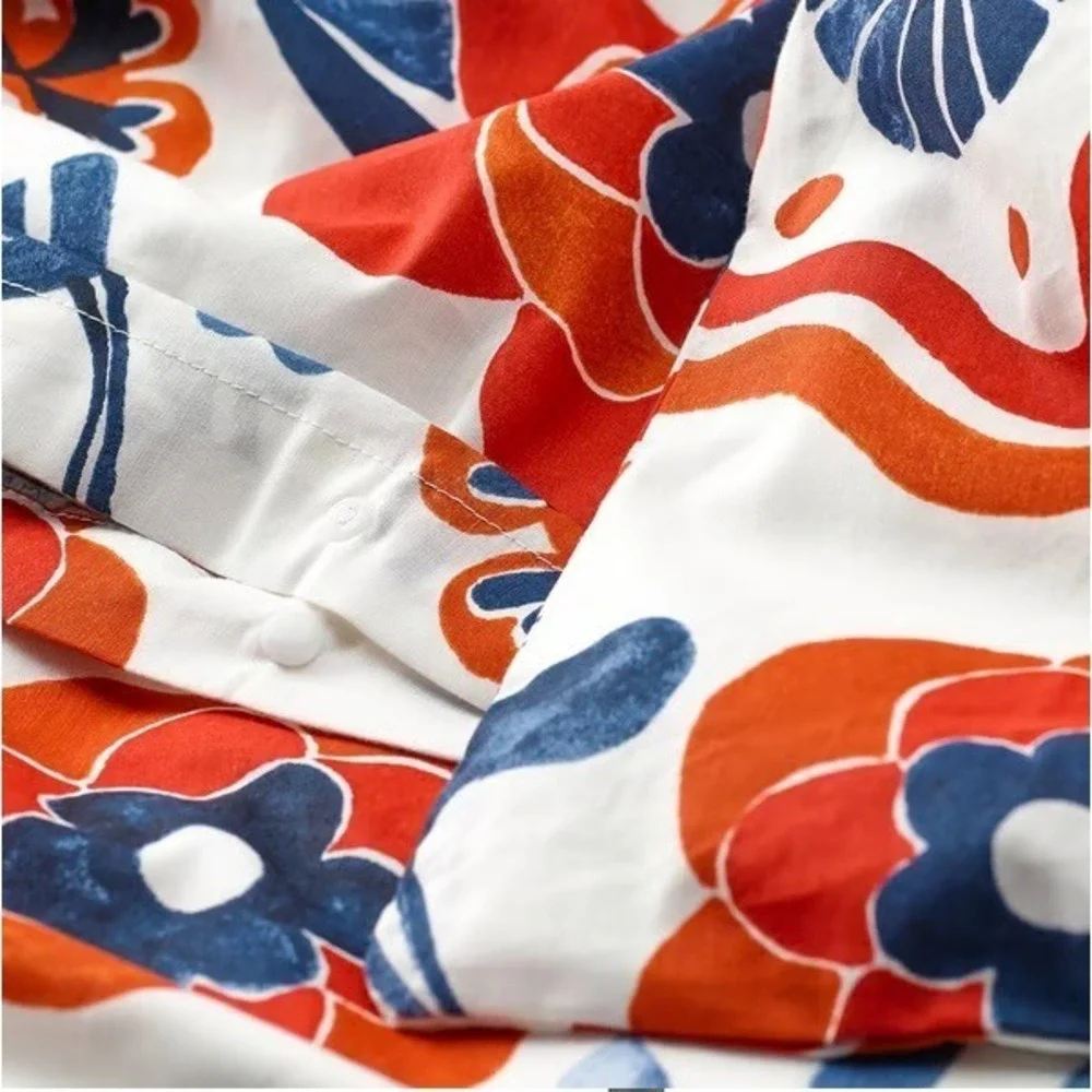 Ikea KANONVISKA Full/Queen Duvet cover + 2 pillowcases white multicolor/floral